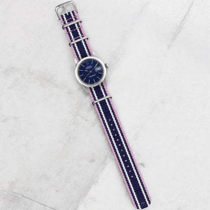 Pink, Navy & White Vintage British Military Watch Strap