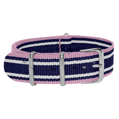 Pink, Navy & White Vintage British Military Watch Strap