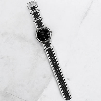 White & Black Vintage British Military Watch Strap