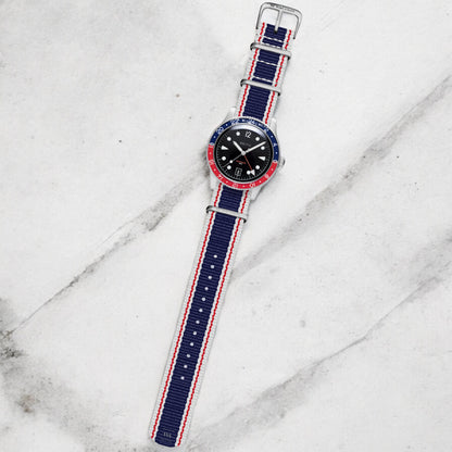 White, Red & Navy Vintage British Military Watch Strap