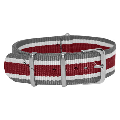 Grey, White & Red Retro British Military Watch Strap