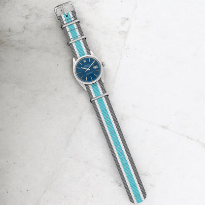 Grey, White & Turquoise Retro British Military Watch Strap