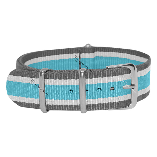 Grey, White & Turquoise Retro British Military Watch Strap