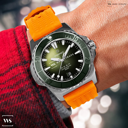 Orange Waffle Ribbed Rubber Strap