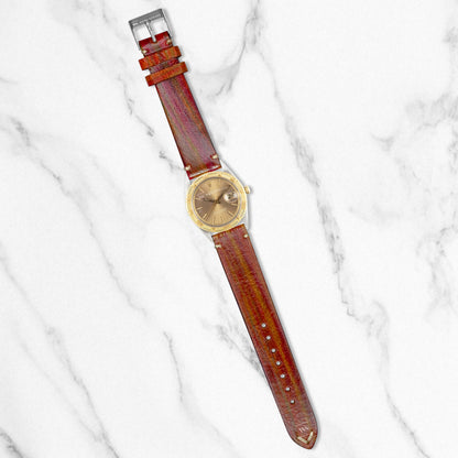 Yellow Wood Grain Leather Strap