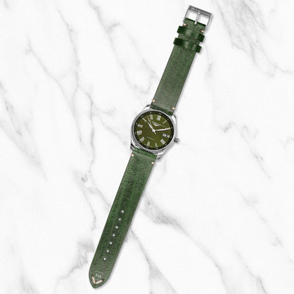 Green Wood Grain Leather Strap