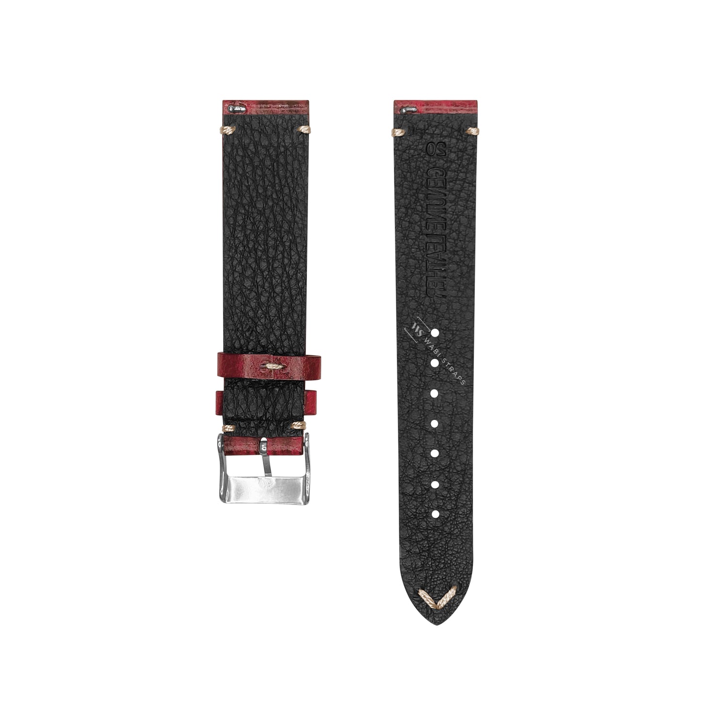 Red Wood Grain Leather Strap