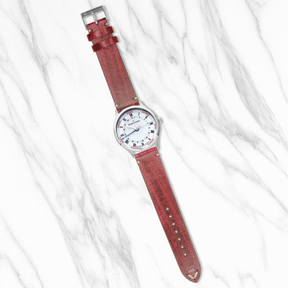 Red Wood Grain Leather Strap