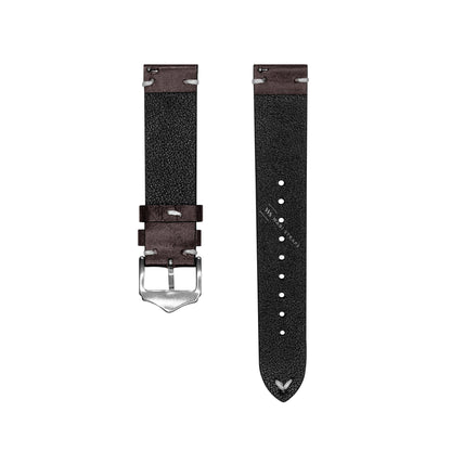 Brown Two Stitch Waxed Vintage Leather Strap