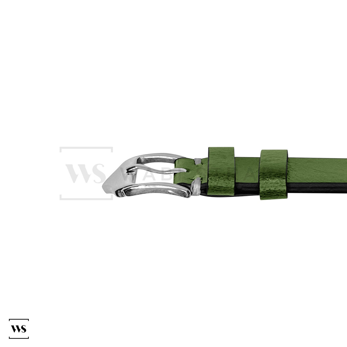 Green Two Stitch Waxed Vintage Leather Strap