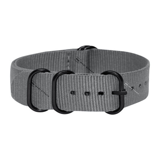 Grey Plain ZULU Strap (Black Buckle)