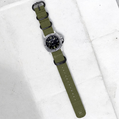 Army Green Plain ZULU Strap (Black Buckle)