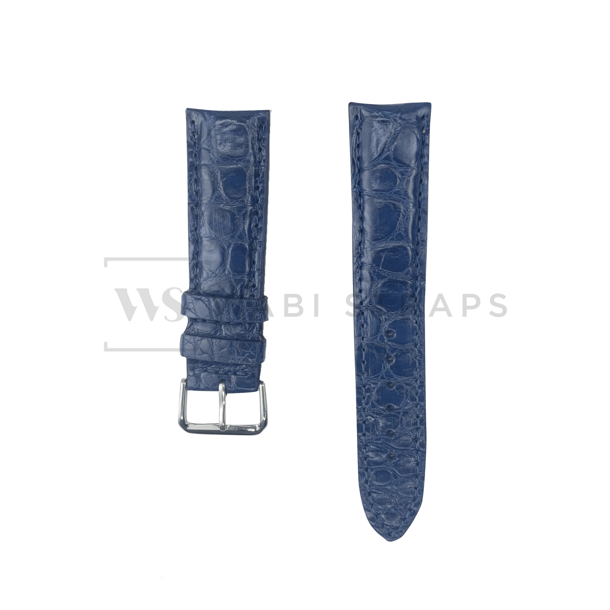 Blue Alligator Exotic Leather Strap Front
