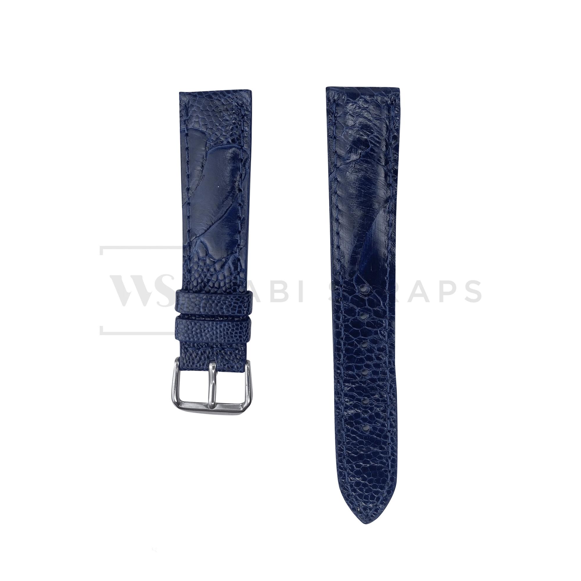 Blue Ostrich Handcrafted Leather Strap Front