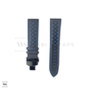 Blue Perforated Rally Watch Strap Black Buckle Front
