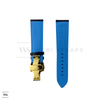 Blue Perforated Rally Watch Strap Gold Buckle Back
