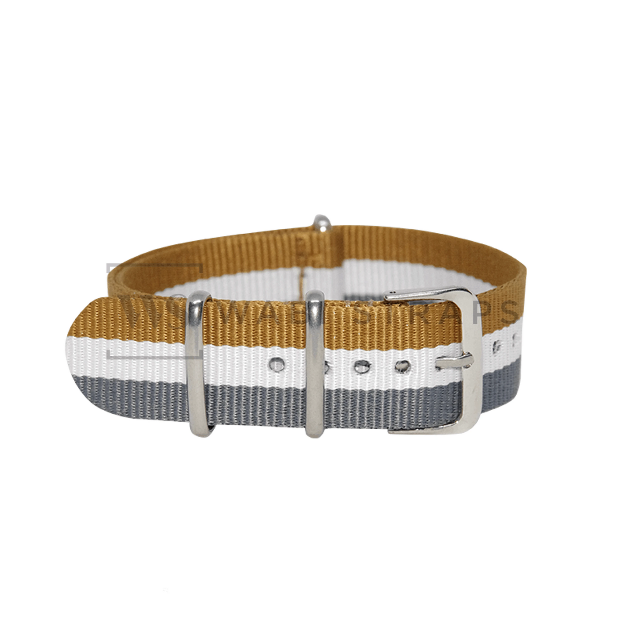 Gold, White & Silver Classic British Military Watch Strap