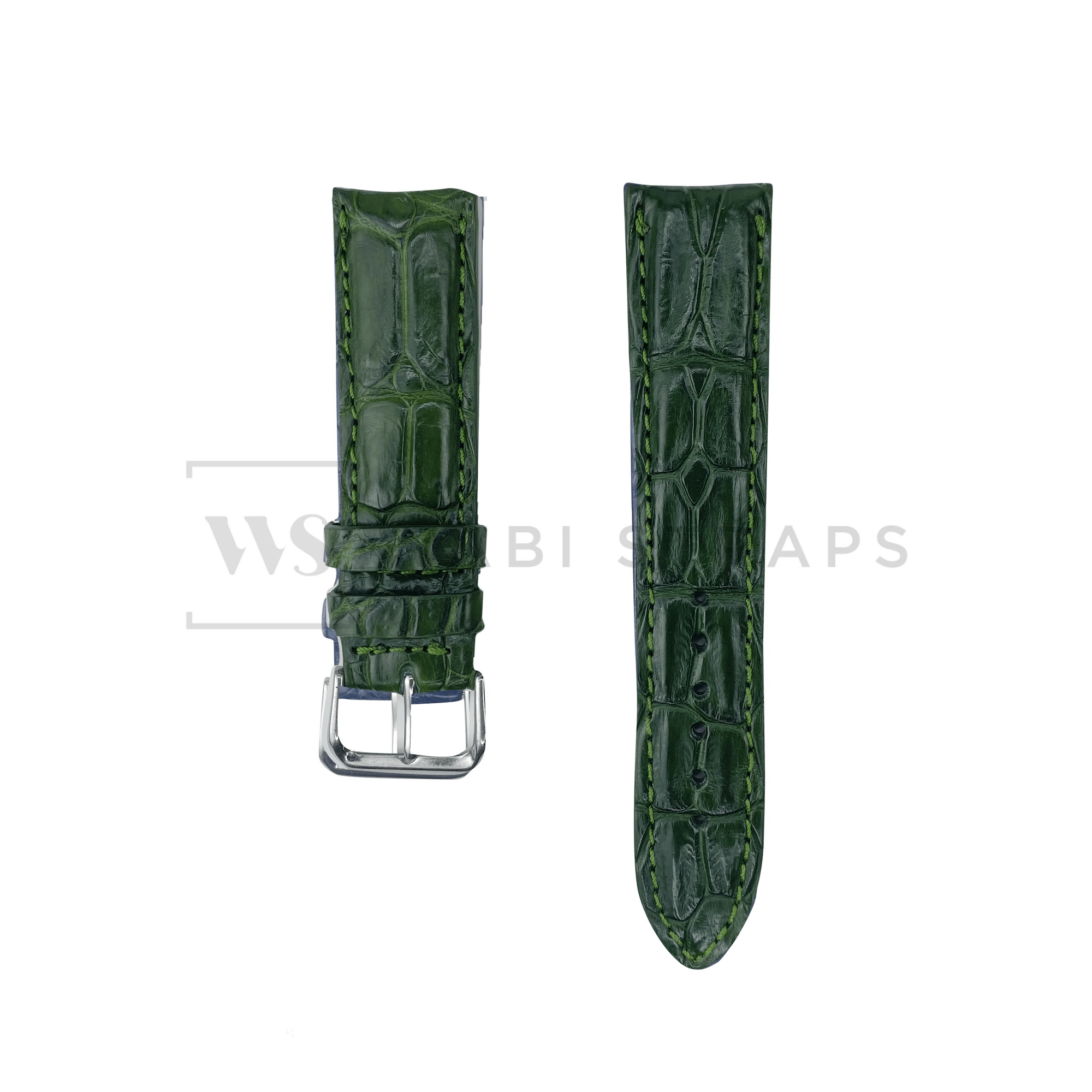 Green Crocodile Artisan Leather Strap Front