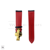Red Perforated Rally Watch Strap Gold Buckle Back