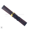 Red Perforated Rally Watch Strap Gold Buckle Flat
