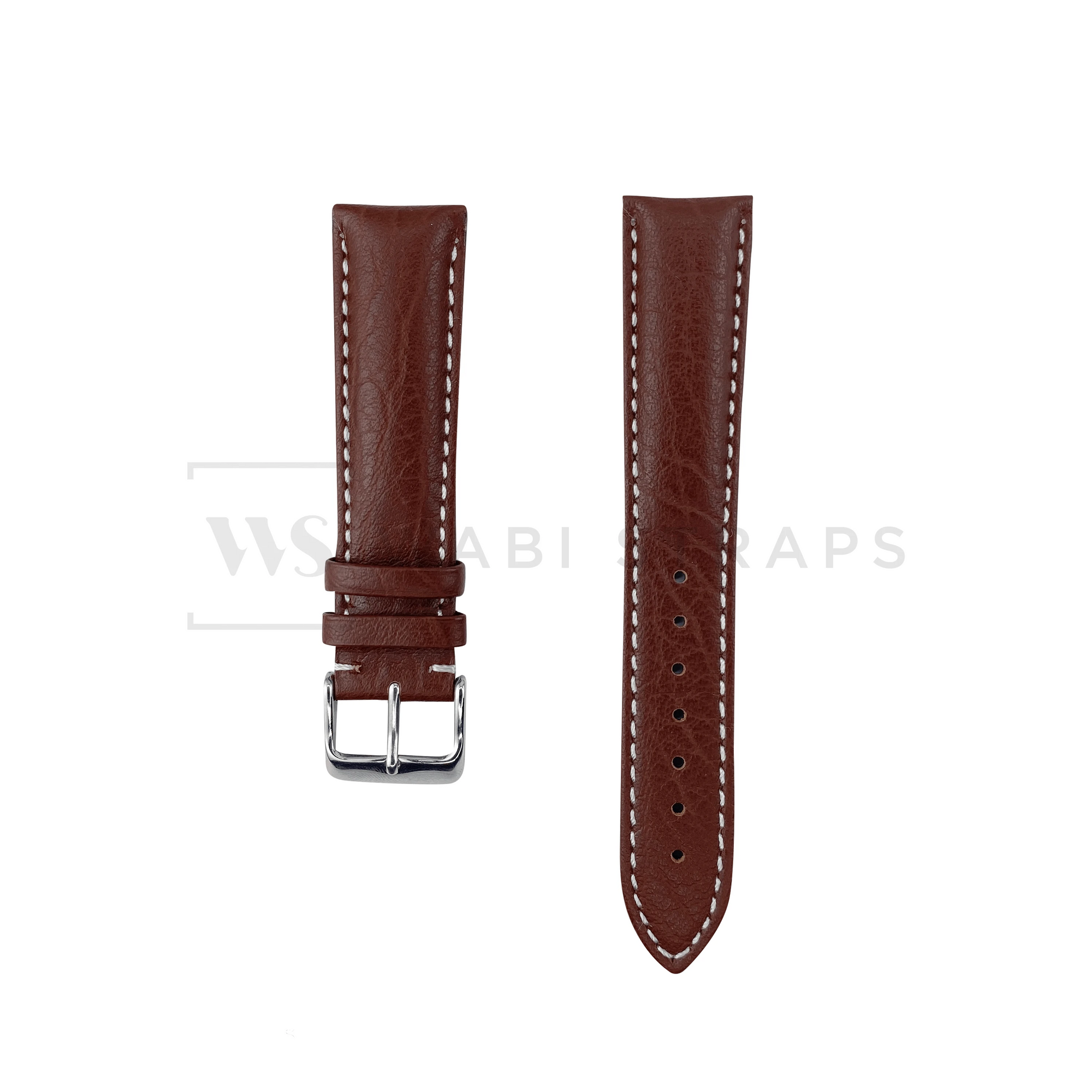 White Stitched Classic Brown Leather Strap SS Front